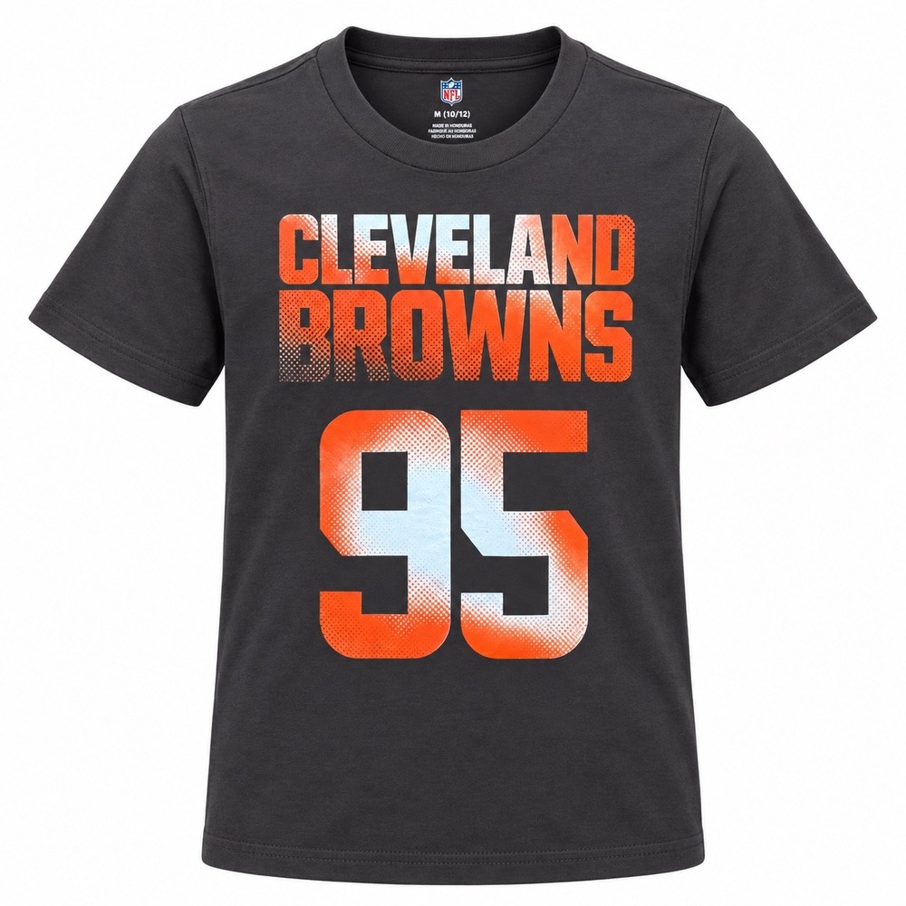NFL Cleveland Browns Myles Garrett 95 Kids Brown T-Shirt boys 10/12 NWT sports